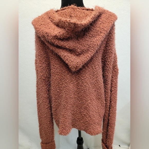 POL SMALL (10)CHUNKY OVERSIZED HOODED BUTTON FRONT W/ POCKETS SWEATER/ CARDIGAN - Picture 9 of 11